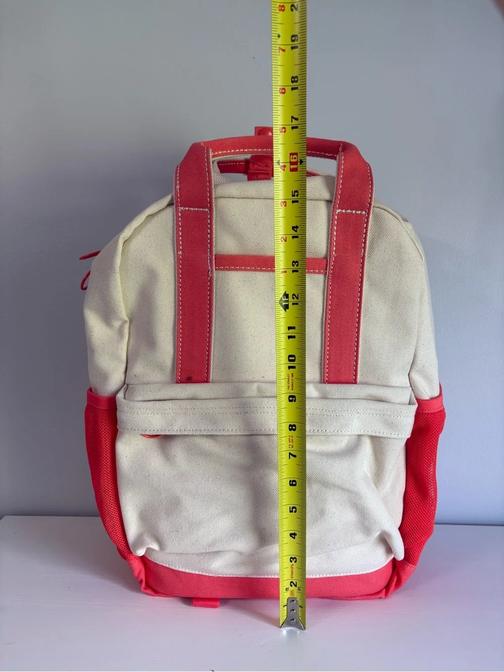Lands End Canvas Top Handle Kids Backpack Coral Cream Sporty Prep MPN 508413